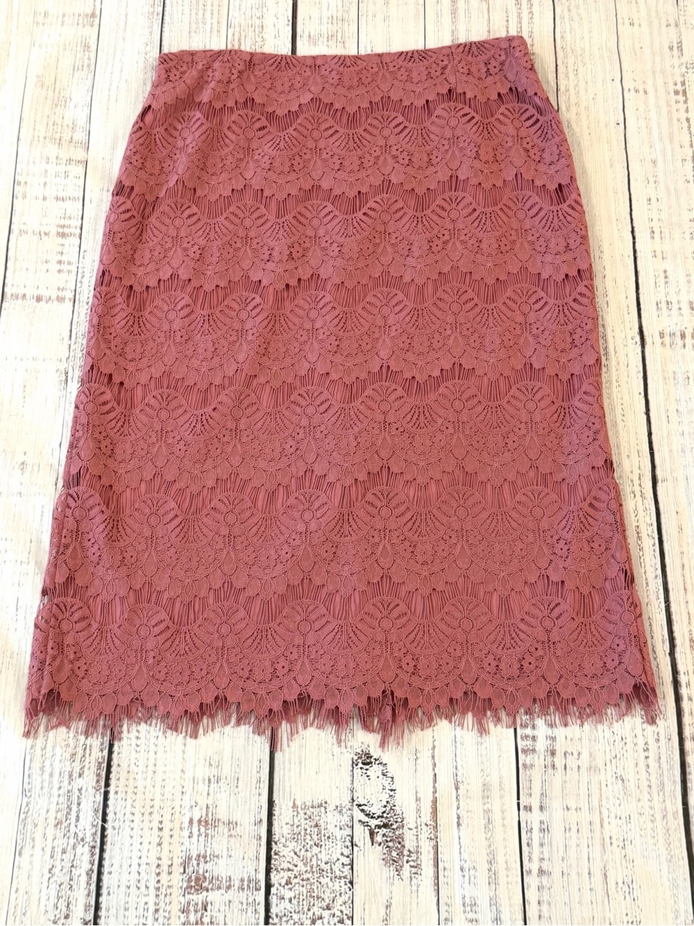 Preston & York Mauve Pink Laced Lined Midi Pencil Women’s 10 Skirt Career Office